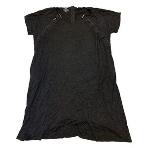 Frida Dark Grey ONE SIZE Button-Front T-Shirt Dress